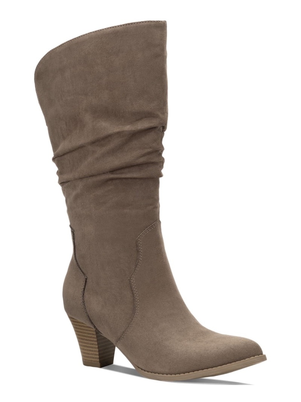 Style & Co Womens Taupe Comfort Arlenee Almond Toe Block Heel Zip-Up Slouch Sz 6